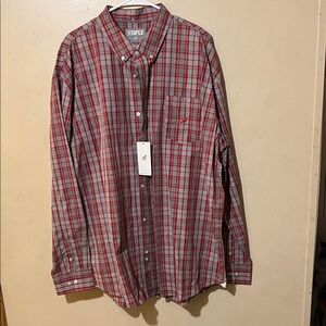 Staple Men's Gray and Red Checkered Shirt